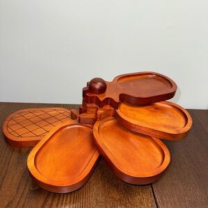 Primeware Inc. Pineapple Shaped Wooden Serving Tray, Disassembles for Storage